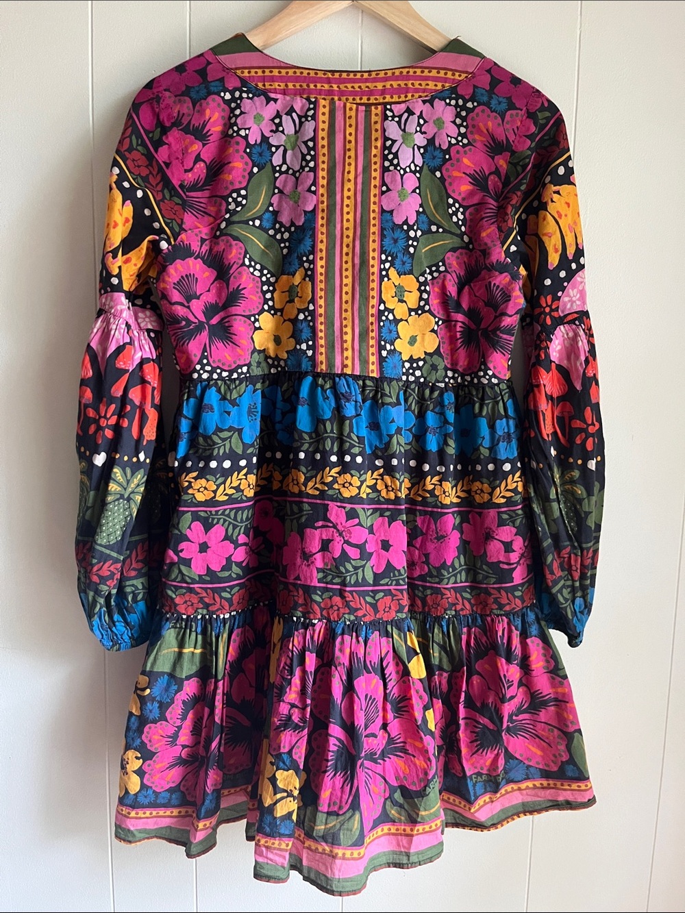 FARM Rio Multicolor Floral Mini Boho 100% Cotton Boho Resort Wear Sz Sm Dress - Picture 12 of 12